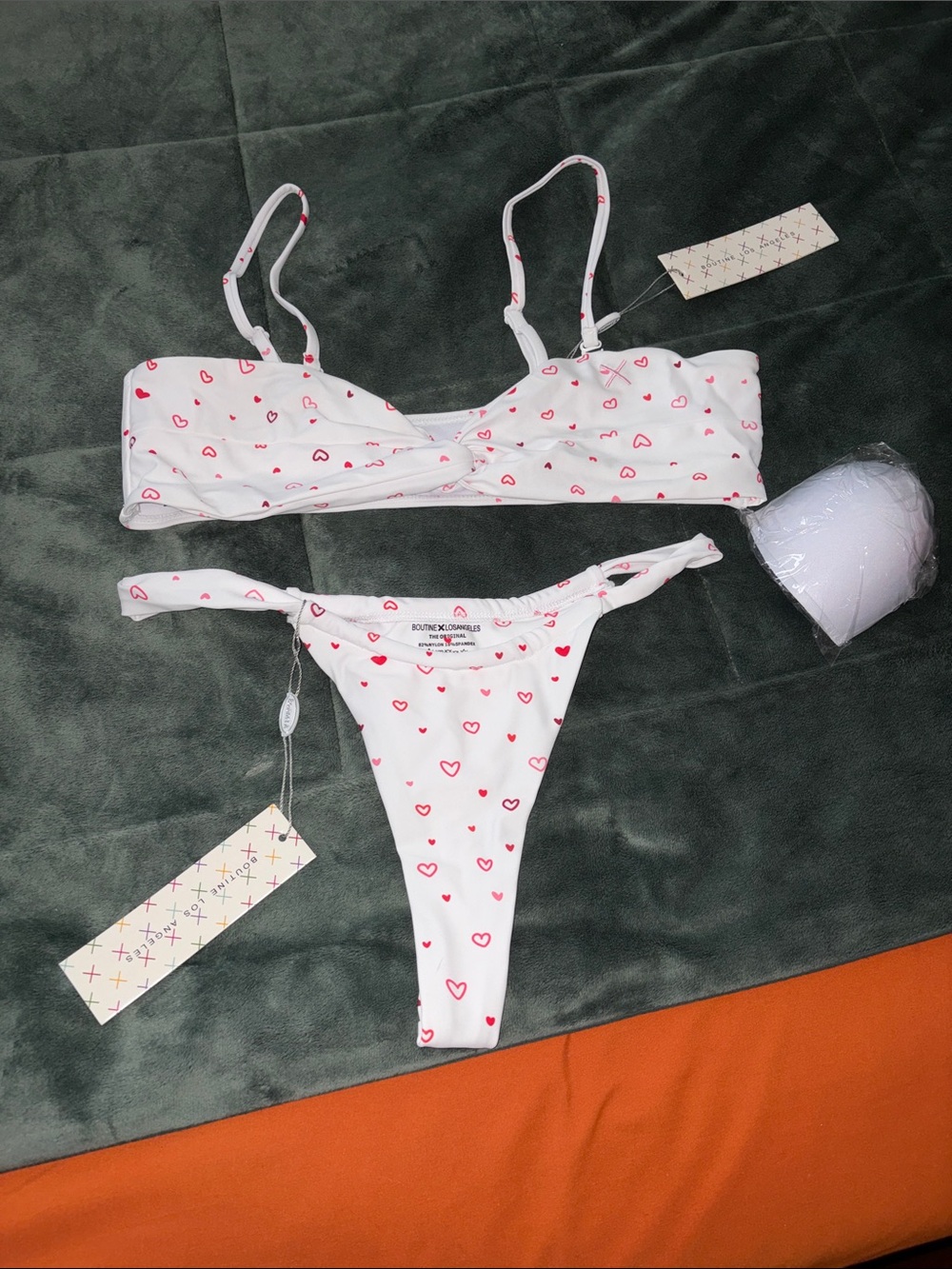 Boutine LA  White Heart Print Bikini Set